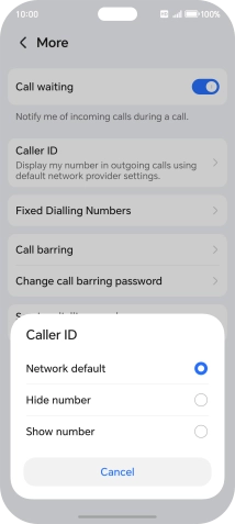 Press Show number to turn on caller identification.
