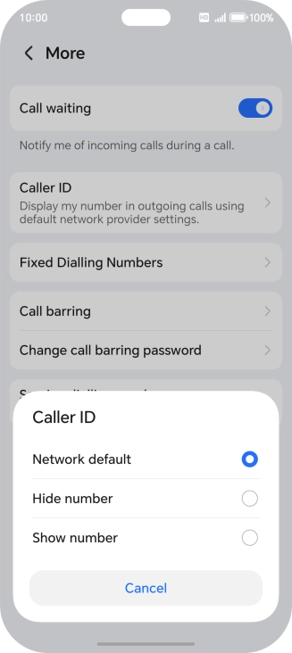 Press Show number to turn on caller identification.