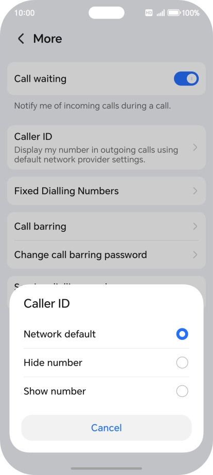 Press Show number to turn on caller identification.