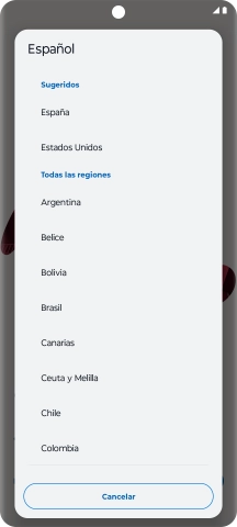 Pulsa el país o el área deseados.
