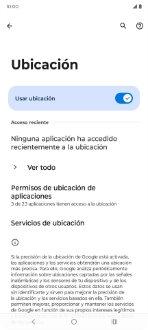 Pulsa Permisos de ubicación de aplicaciones.