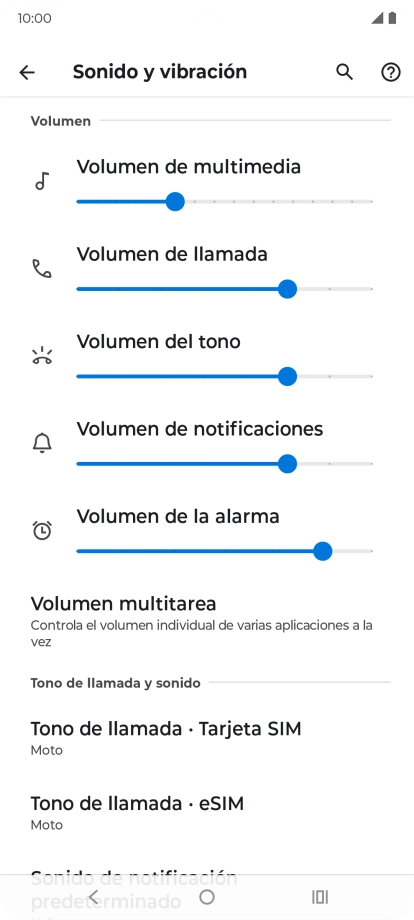 Pulsa Tono de llamada - Tarjeta SIM.