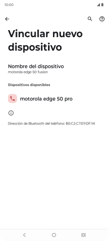 Pulsa el dispositivo Bluetooth deseado y sigue las indicaciones de la pantalla para vincular el dispositivo al teléfono.