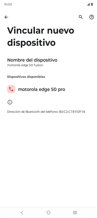 Pulsa el dispositivo Bluetooth deseado y sigue las indicaciones de la pantalla para vincular el dispositivo al teléfono.