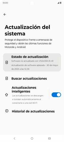Pulsa Buscar actualizaciones. Si hay una versión de software nueva disponible, aparecerá ahora en la pantalla. Sigue las indicaciones de la pantalla para actualizar el software del teléfono.