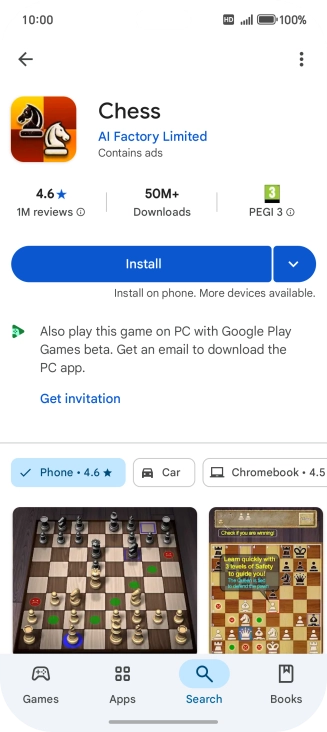 Press Install and follow the instructions on the screen to install the app.