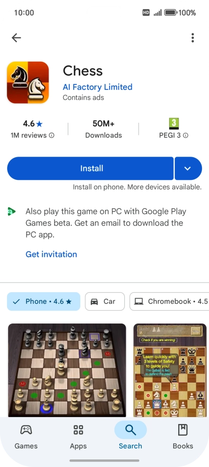 Press Install and follow the instructions on the screen to install the app.