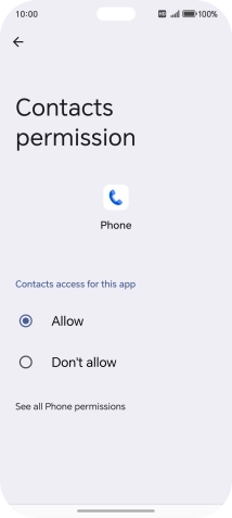 Press the required setting.