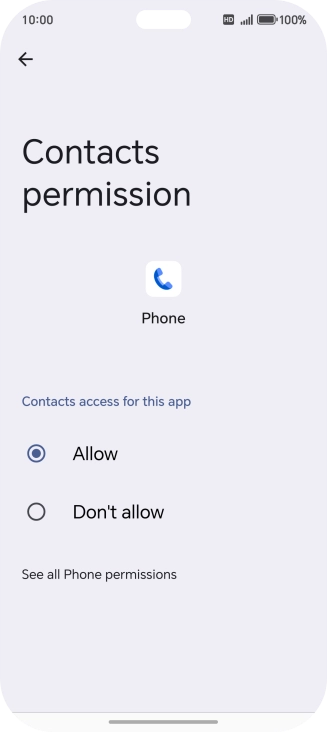 Press the required setting.