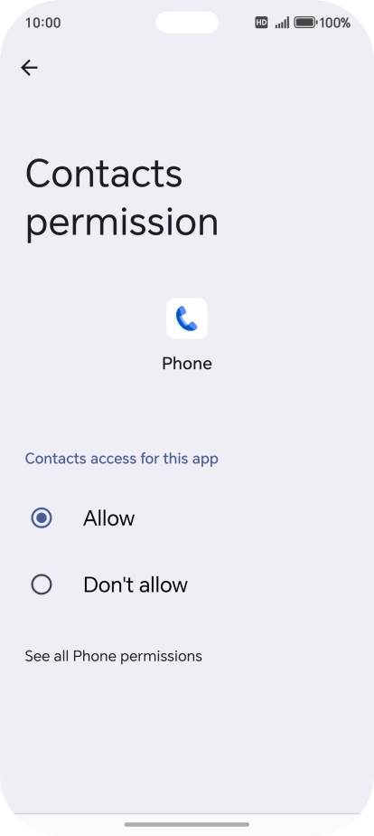 Press the required setting.
