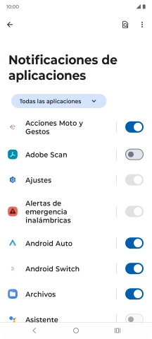 Pulsa el indicador junto a las apps deseadas para activar o desactivar la función.