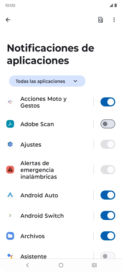 Pulsa el indicador junto a las apps deseadas para activar o desactivar la función.