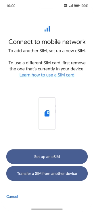 Press Set up an eSIM.
