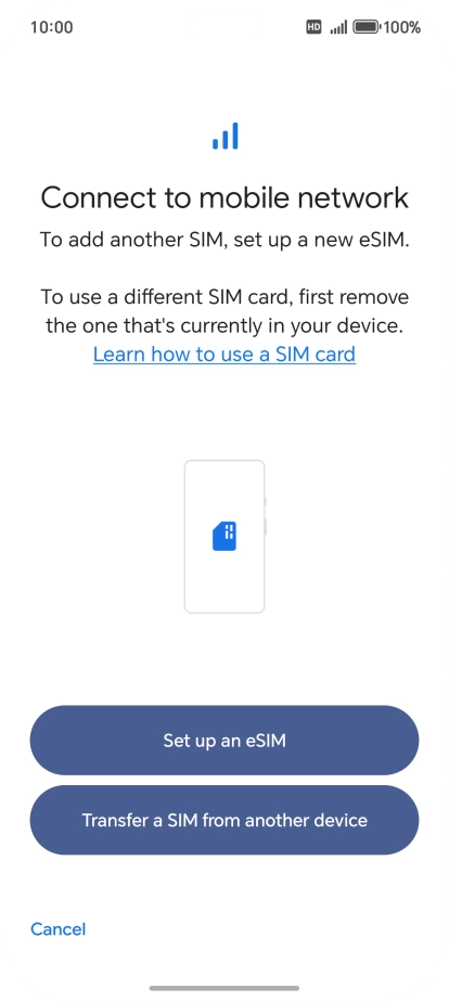 Press Set up an eSIM.