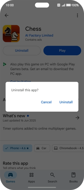 Press Uninstall.