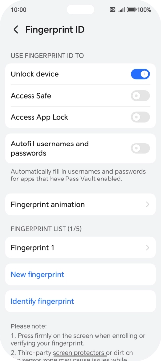 Press the required settings.