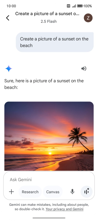 You can also ask Gemini to generate a picture based on your description.