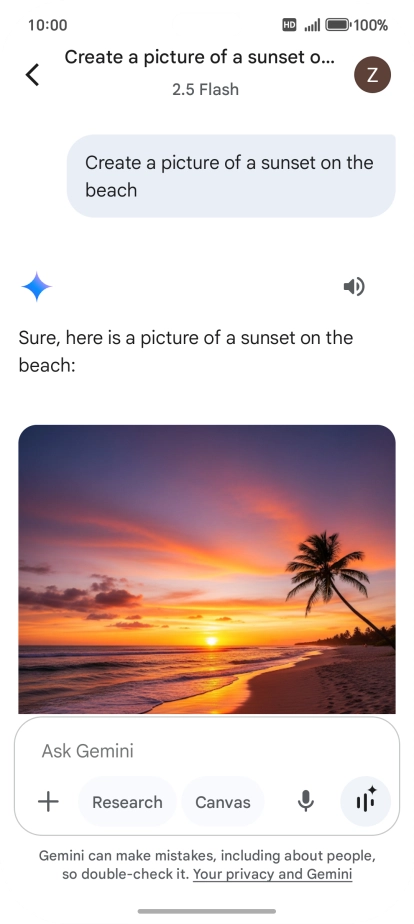 You can also ask Gemini to generate a picture based on your description.
