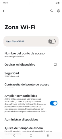 Pulsa Contraseña del punto de acceso.