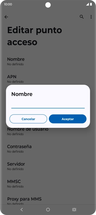 Introduce Vodafone Internet y pulsa Aceptar.