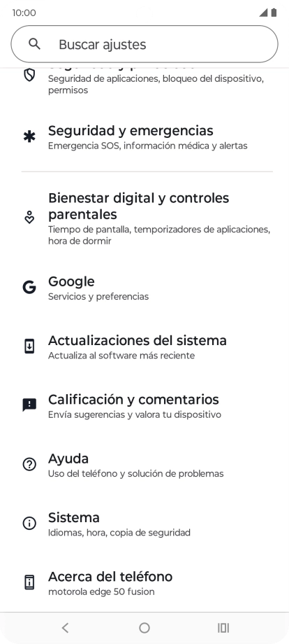 Pulsa Sistema.