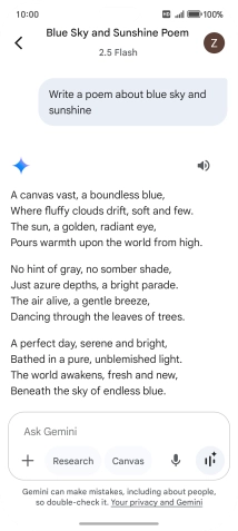 You can ask Gemini to generate a text based on your description.