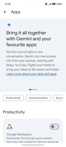 Press the indicator next to the required extension to turn on the function.