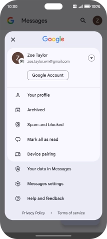 Press Messages settings.
