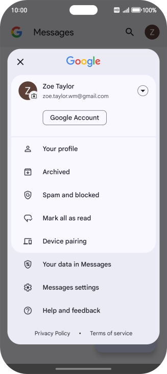 Press Messages settings.