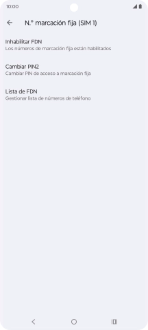 Pulsa Inhabilitar FDN para desactivar la marcación fija.