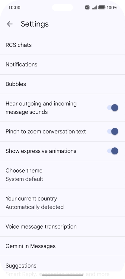 Press Gemini in Messages.