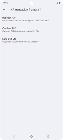 Pulsa Habilitar FDN para activar la marcación fija.