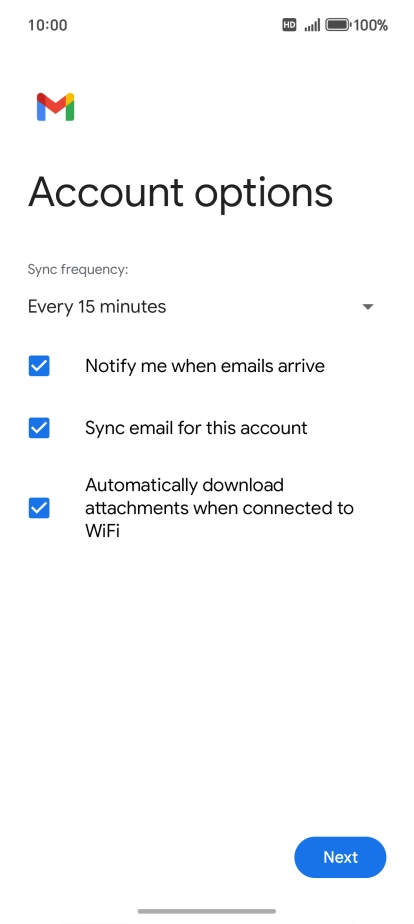 If this screen is displayed, you email account has been recognised and set up automatically. Follow the instructions on the screen to key in more information and finish setting up your email account.
