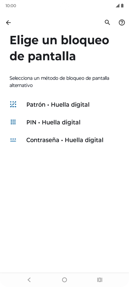 Pulsa el código de seguridad deseado y sigue las indicaciones de la pantalla para crear un código de seguridad del teléfono adicional.