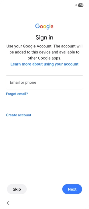Press Email or phone and key in the username for your Google account.