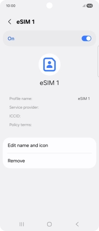 Press Remove and follow the instructions on the screen to delete your eSIM.