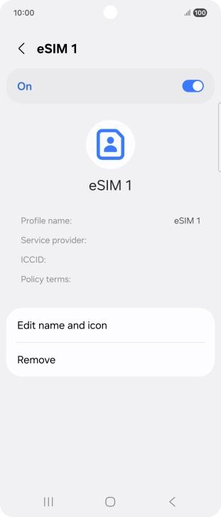 Press Remove and follow the instructions on the screen to delete your eSIM.