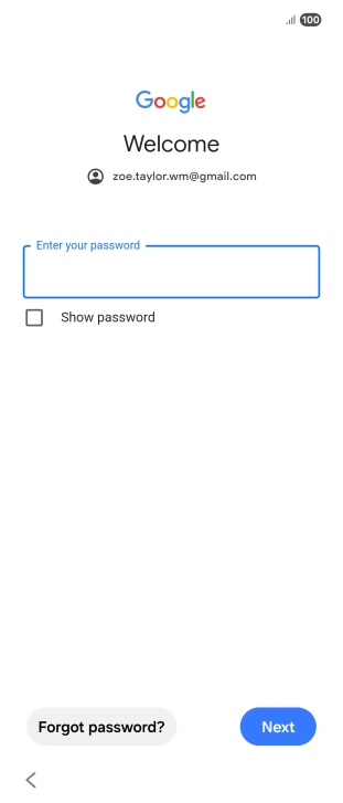 Press Enter your password and key in the password for your Google account.