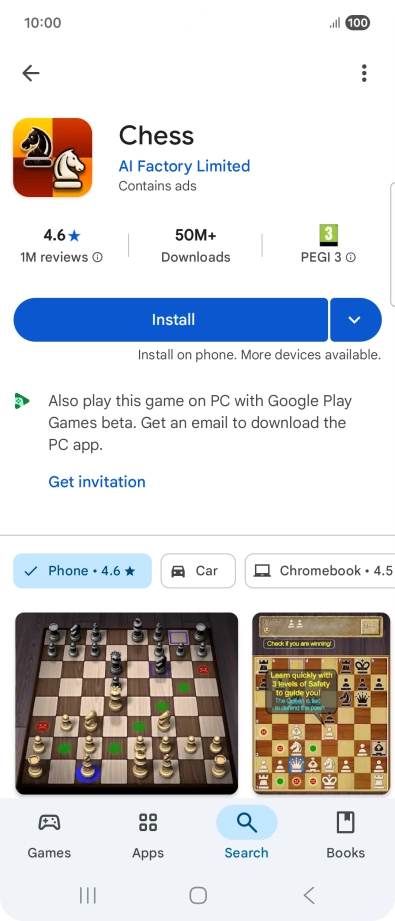 Press Install and follow the instructions on the screen to install the app.