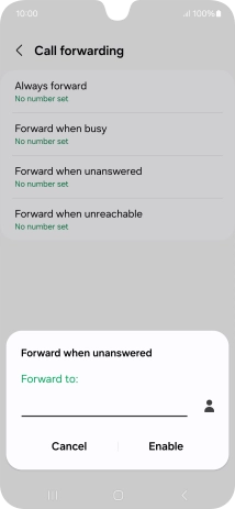 Key in (prefix) 5 (your phone number) and press Enable.
