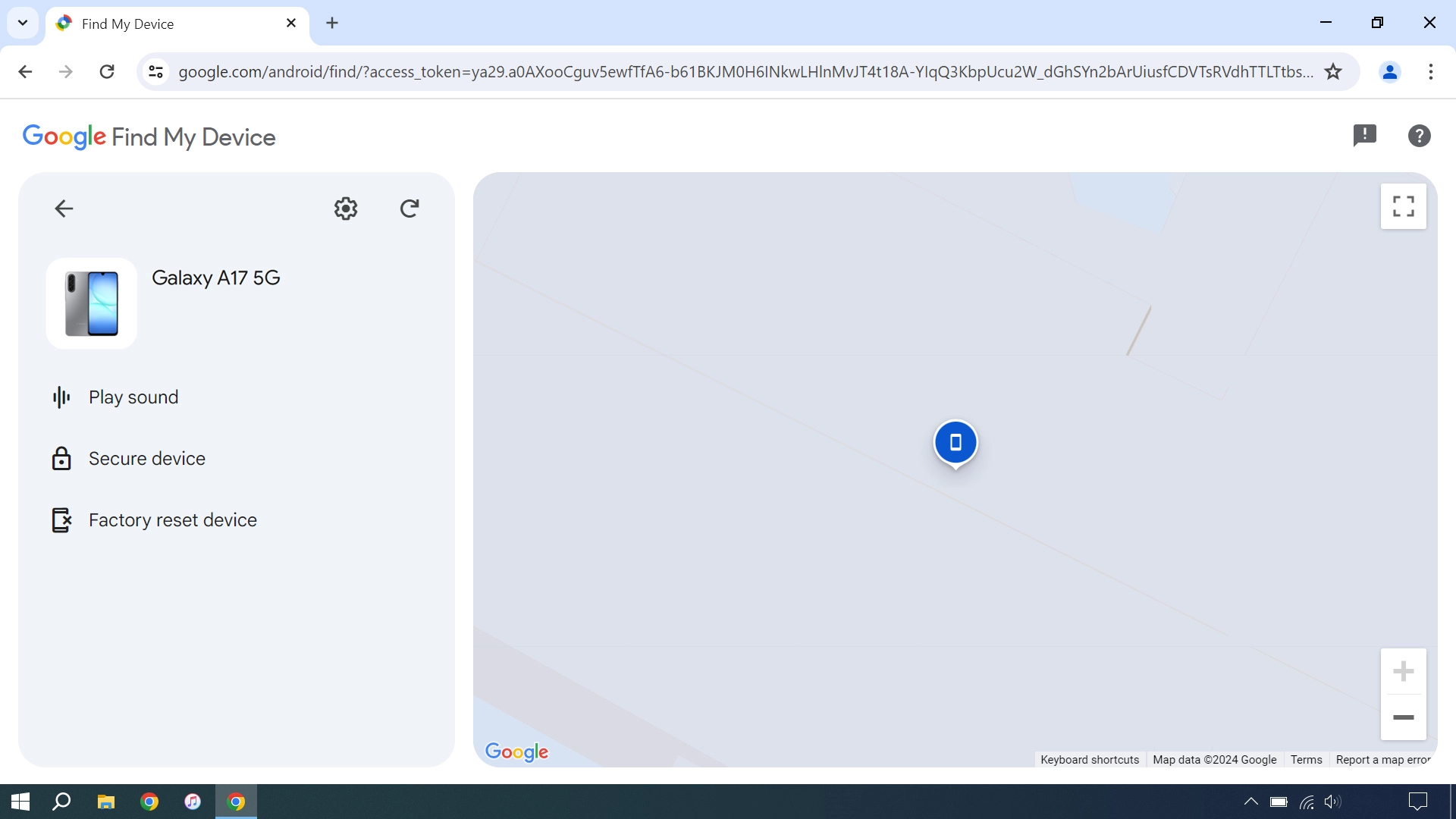 Your phone's latest position is displayed on the map.