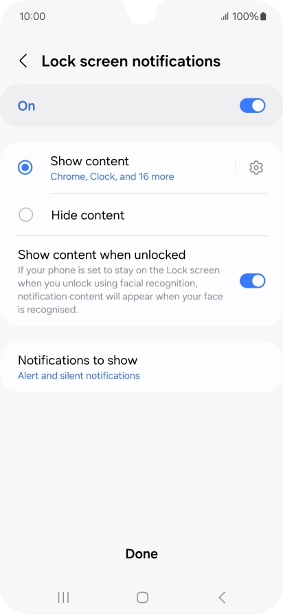 Press the required settings to turn them on or off.