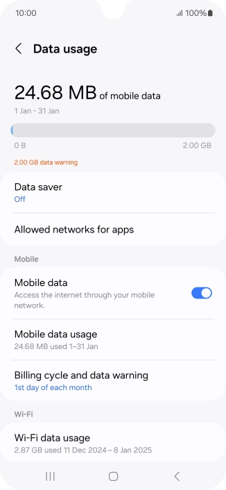 The total data usage is displayed.