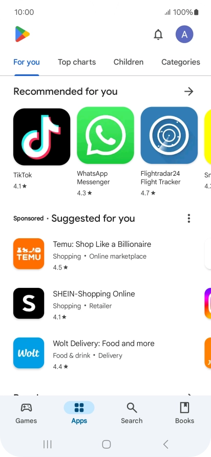 Press the profile icon.