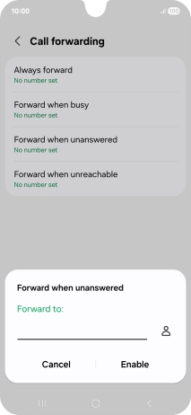 Key in (prefix) 5 (your phone number) and press Enable.