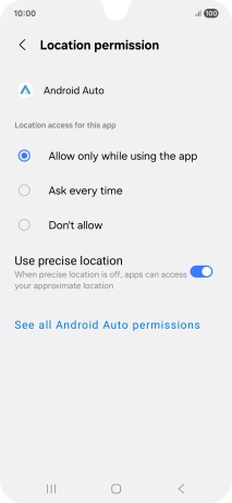 Press the required setting.