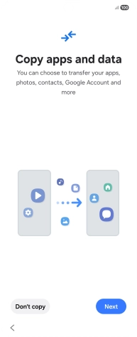When this screen is displayed, your phone is ready to restore content from a Google One backup.