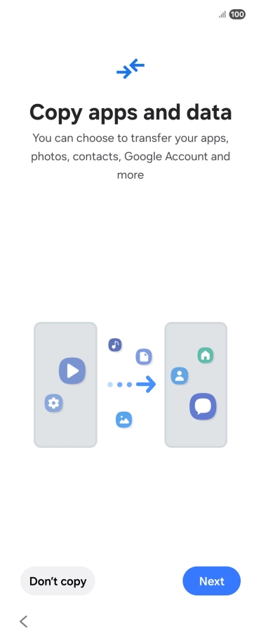 When this screen is displayed, your phone is ready to restore content from a Google One backup.