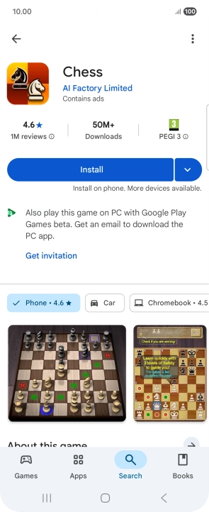 Press Install and follow the instructions on the screen to install the app.