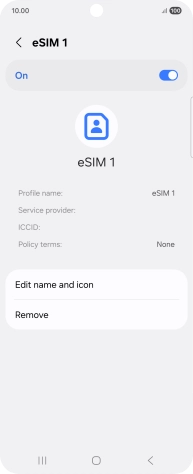 Press Remove and follow the instructions on the screen to delete your eSIM.